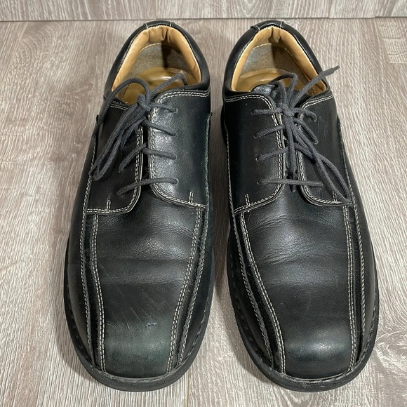 Dockers Leather Trustee Oxford Bike Toe Shoes Black 10M - Picture 2 of 15